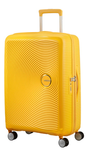 SOUNDBOX walizka średnia renomowanej marki AMERICAN TOURISTER 4 koła zamek szyfrowy TSA materiał 100% polipropylen możliwość poszerzenia